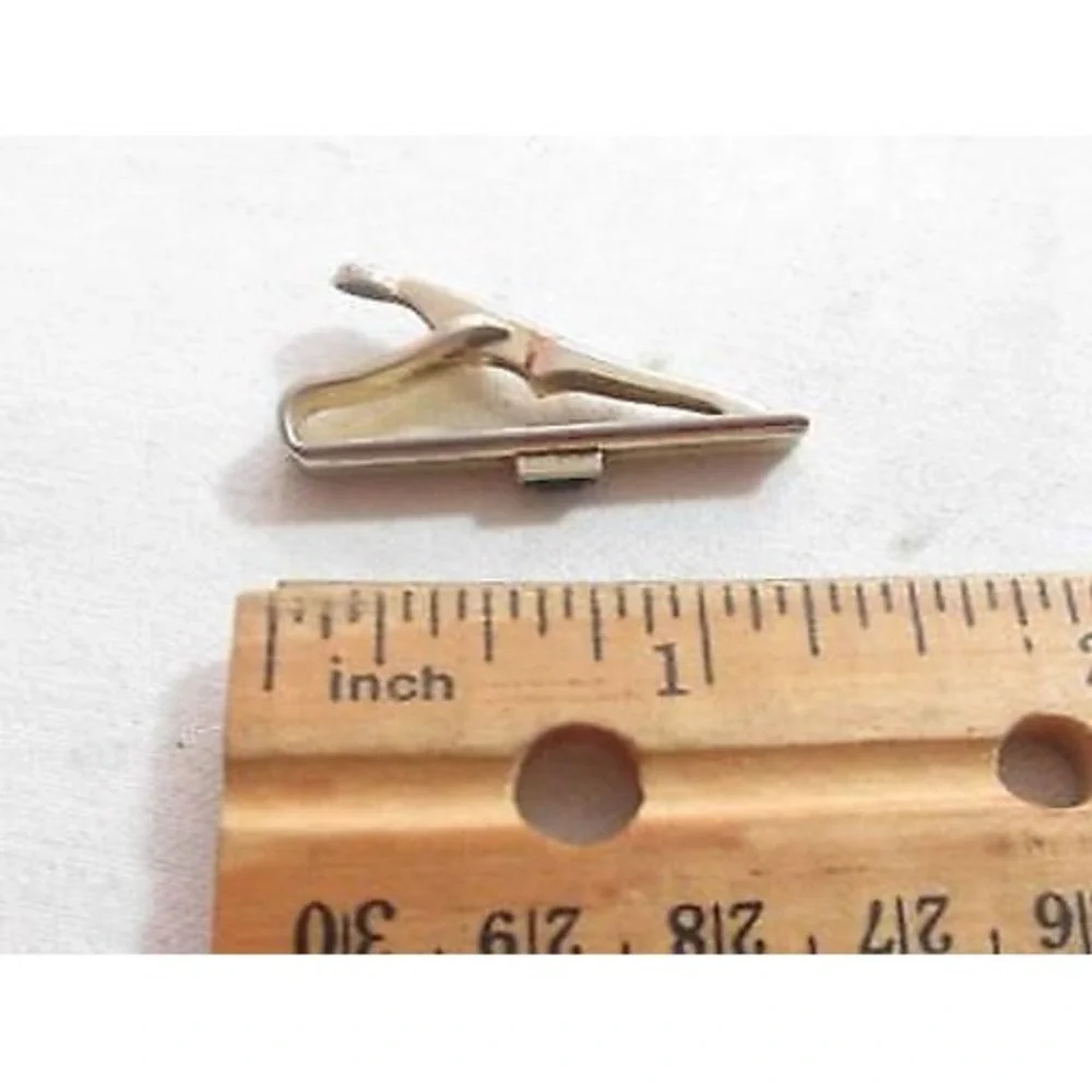 Vintage Gold Plated Signed Swank Black Rhinestone Accent Small Tie Clip Clasp‎